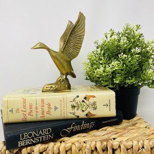 Vintage Brass Duck Goose Figurine Statue Bird Flying Flapping Wings Decor Nature